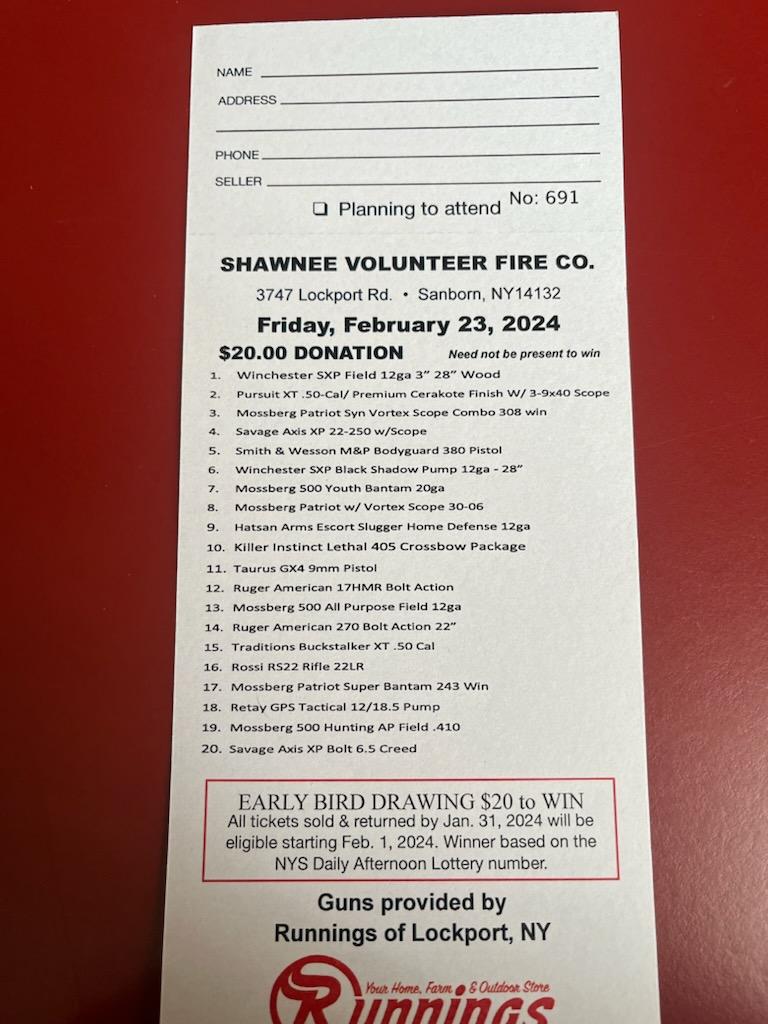 Shawnee Gun Raffle Ticket